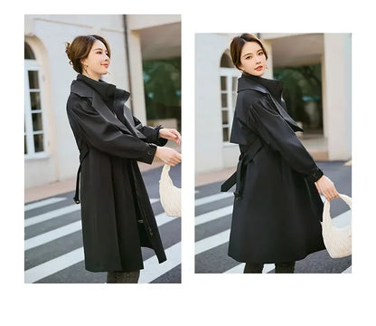 YOLANFAIRY Women's Fur Coat Women Real Fur Rex Rabbit Parkas Female Windbreaker Medium Long Work Clothes Waist Winter Coat FCY39