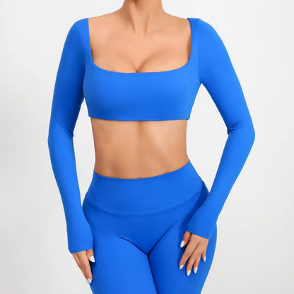 Women Yoga Shirts Crop Top Sexy Long Sleeves Shirts for Women Yoga Sports Fitness Sport Gym Clothes Running Push Up Workout Tops