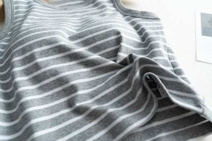 2026 Summer New Women's Tank Top Pajamas All Cotton with Chest Pads Tank Top with Stripe Sports Bottom Short Home Fur Ladies