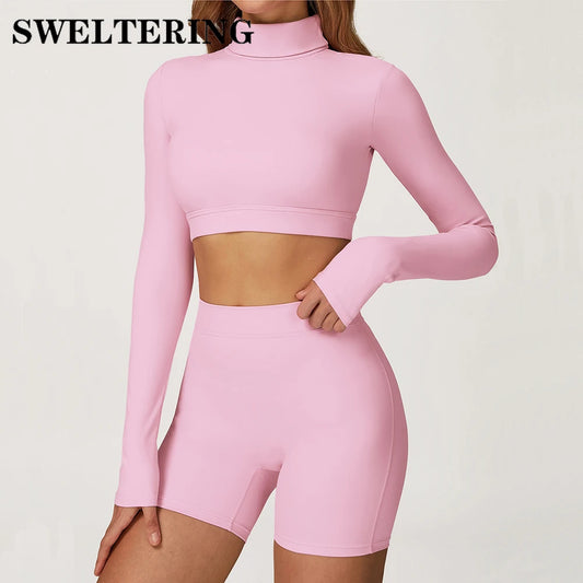 Female Gym Workout Shirts Yoga T-Shirt Fitness Long Sleeve Breathable High Elastic Crop Top Running Push Up Sports T-Shirt