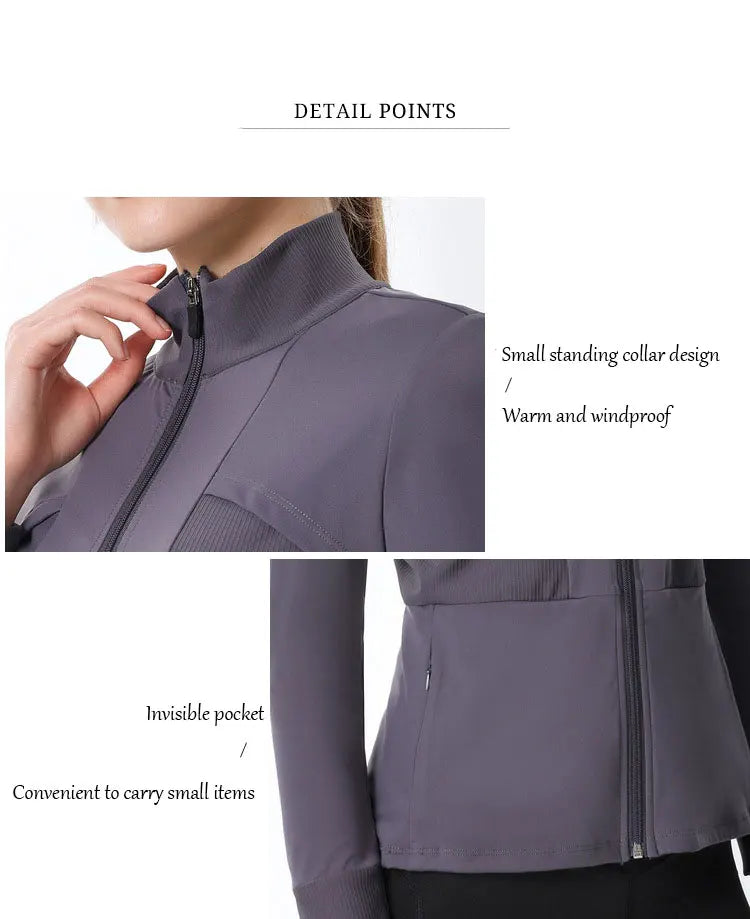 New Autumn SeasonsYoga Wear Women's Running Sportswear Tops Zip Up Sweatshirt Workout Fitness Clothes Cardigan Slim Tight Jacket