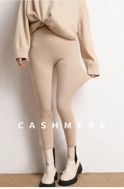 High Quality Women 100% Cashmere Legging Basic Soft elastic Pants Autumn Winter Cashmere Knitted Legging Trousers Warm Comfy