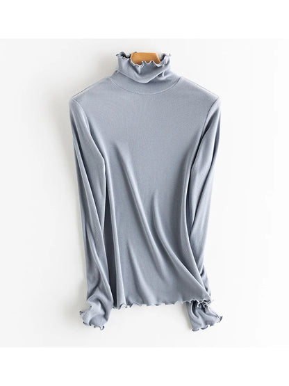 SuyaDream, Women Bottoming T Shirt, Silk Viscose Blend, Long Sleeves, Solid Basic Thermal  Shirt, 2024 Autumn Winter Top