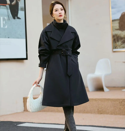YOLANFAIRY Women's Fur Coat Women Real Fur Rex Rabbit Parkas Female Windbreaker Medium Long Work Clothes Waist Winter Coat FCY39