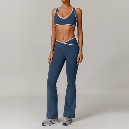 2 Pieces Gym Set Women's Sportswear Sports Bra Top High-waisted Long Pants Tracksuits Suitable For Outdoor Sports Workout Suit