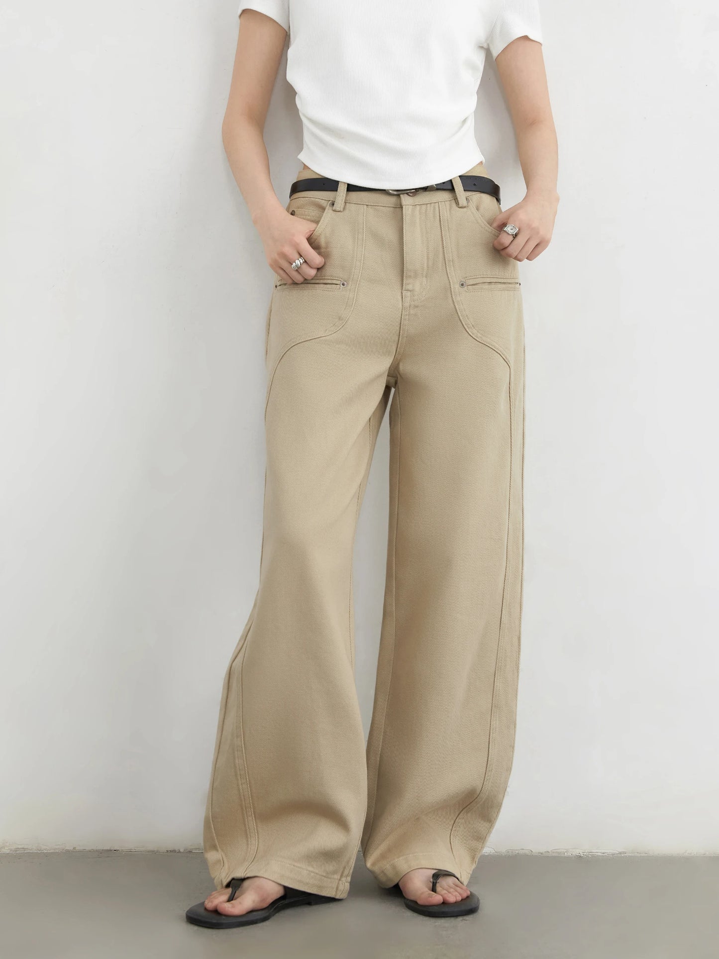 CHIC VEN Women Jeans Solid Loose Casual New Split Wide Leg Denim Pant Workwear Female Trousers Spring Autumn 2025