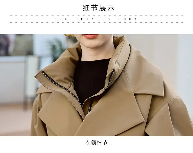 YOLANFAIRY Women's Fur Coat Women Real Fur Rex Rabbit Parkas Female Windbreaker Medium Long Work Clothes Waist Winter Coat FCY39