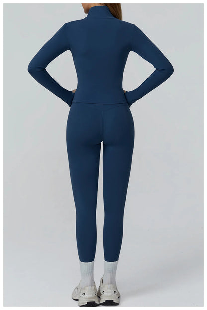3PCS Yoga Set Women Workout Set 2 Pieces Sportswear Yoga Suit Gym Clothing Fitness Zipper Long Sleeve Sports High Waist Leggings