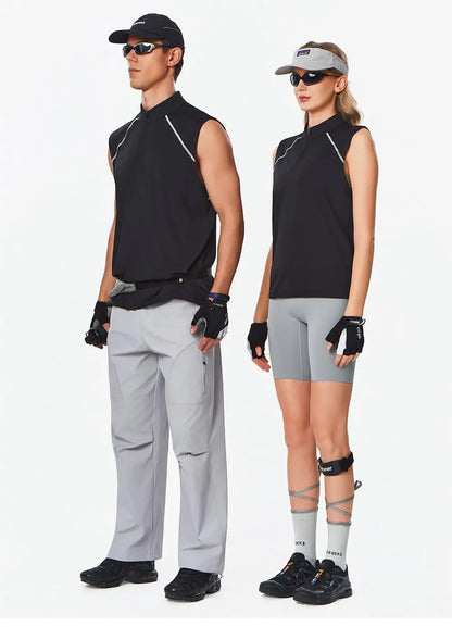 #461-XIYU Custom LOGO Half Zipper Gym Vest High Quality Shirt Sleeveless T-shirts Men Tank Tops Running Fitness Sports Vest Men