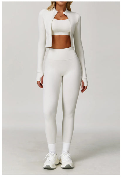3PCS Yoga Set Gym Clothes 2 PCS Sportswear Women Yoga Suits Fitness Set women's Tracksuits Sports Jacket Long Sleeve Gym Legging