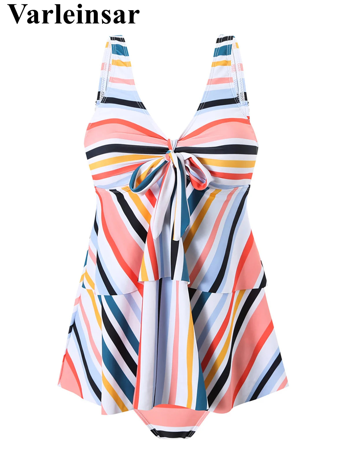 S - XL Rainbow Colorful V Neck Bikini Women Swimwear Female Swimsuit Two-pieces Bikini set Padded Bather Bathing Suit Swim V6902
