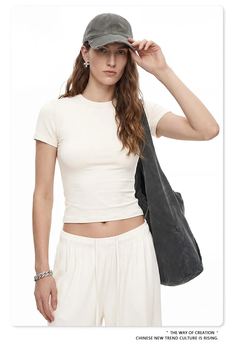 Custom LOGO women's spring summer new 200G high-elastic short slim-fit short-sleeved trousers casual sports two-piece set