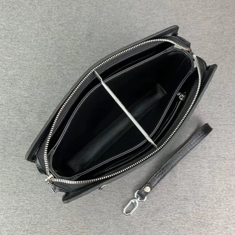 Authentic crocodile belly leather password lock handbag real crocodile leather men's business wrist bag card bag