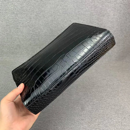 Authentic crocodile belly leather password lock handbag real crocodile leather men's business wrist bag card bag