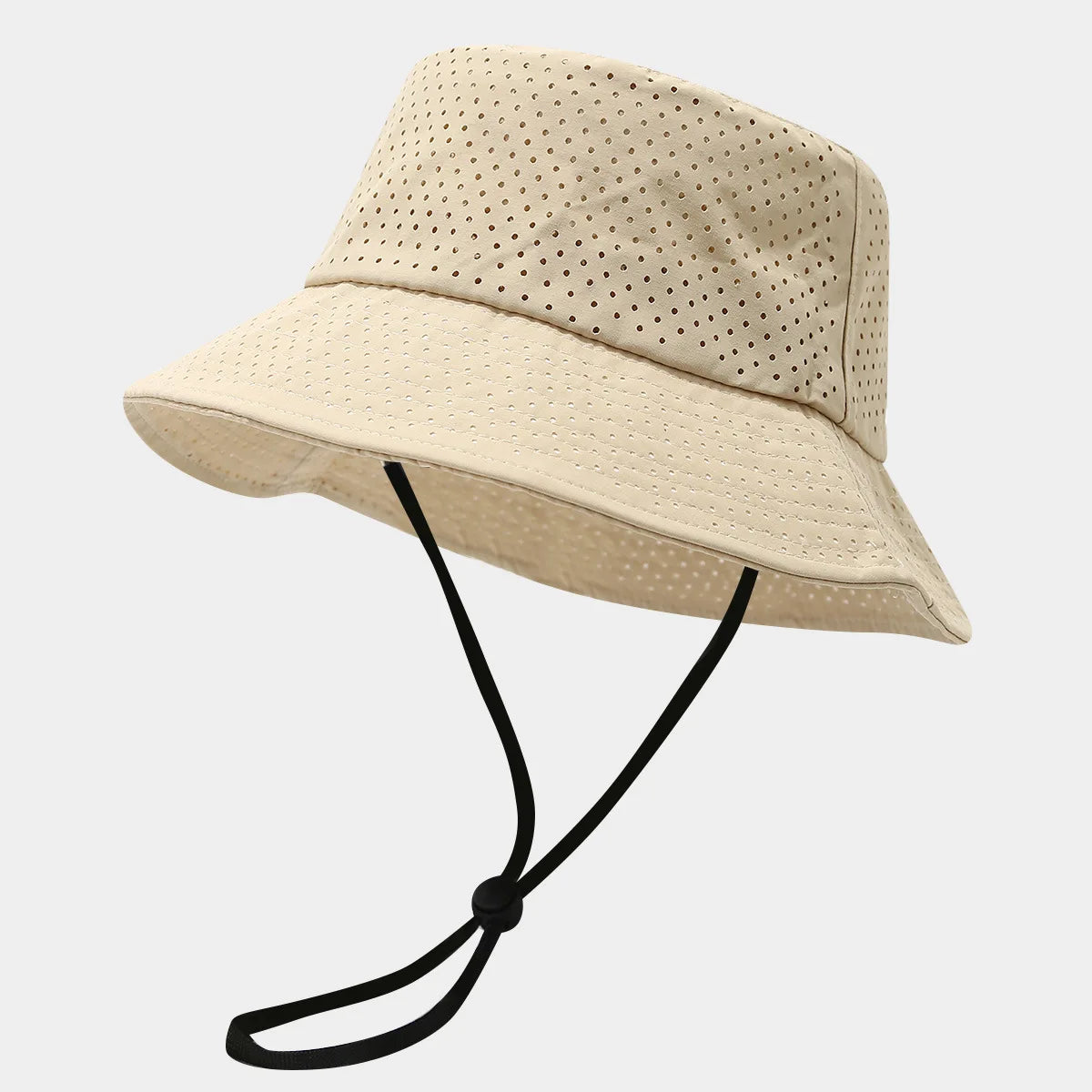 Summer Sun Hat Men Women Quick-Drying Mesh Panama Outdoor Flat Top Bucket Hat Mesh Breathable Fisherman Capwith Windproof Rope