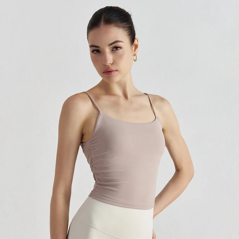 Fashion New Women Sports Tops Side Pleats Sexy Yoga Bras Suspender Nylon Elastic Women Workout Vest Gym Bra Tops Girl Sportswear