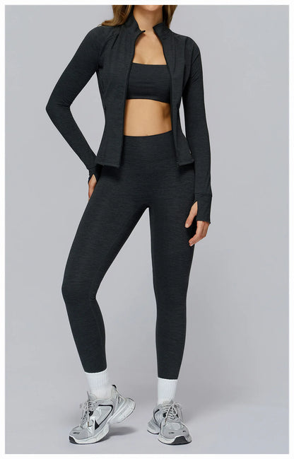 Zip Fitness Clothes Women Long Sleeve Sports Jacket Gym Clothes Woman Yoga Shirt Quick Dry Top Sunscreen Sportswear Yoga Clothes
