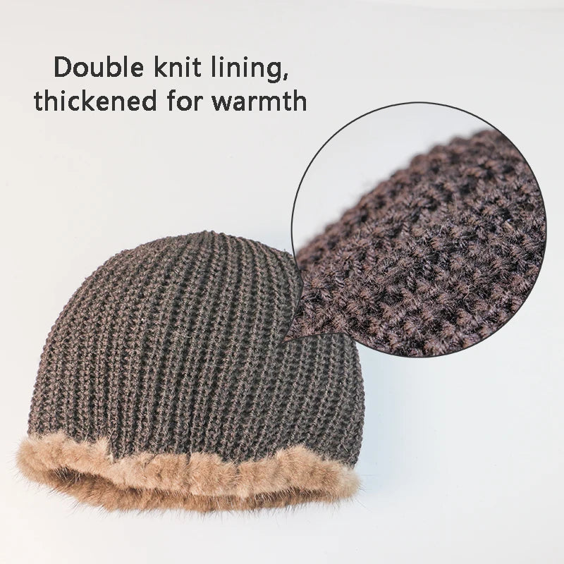 New fashion Genuine real natural women's knitted Mink Fur Hat  hand made knit Fashion Winter Headgear  brimless cap