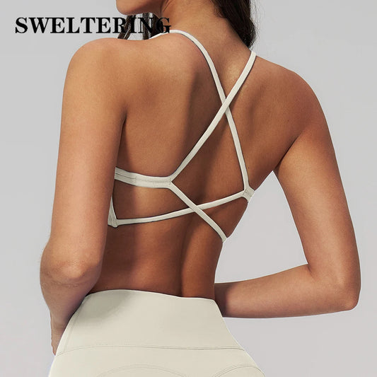 Women Cross Back Sports Underwear Breathable Yoga Bra Shockproof Fitness Top Gym Workout Underwear Female Sports Yoga Crop Top