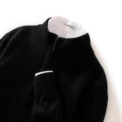 High-end 100% Cashmere Pullover for Men Mock Collar Thick Sweater Autumn Winter Knitted Jumper Warm Clothing Smart Casual Top