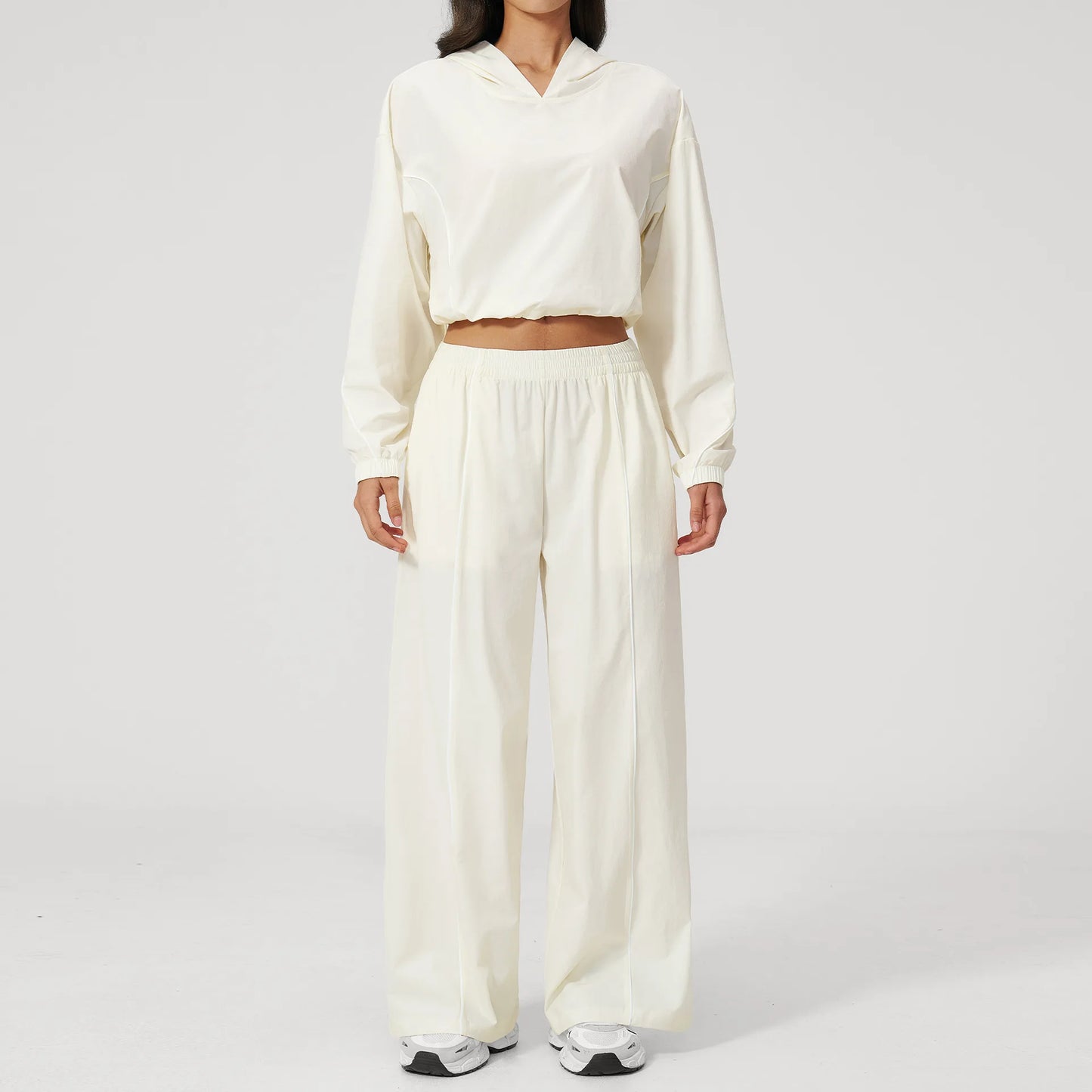 New Summer Sun Protection Set Yoga Set Women Two Piece Tracksuit Yoga Long Sleeved Wide-leg Pants Running Set Outdoor Sportswear