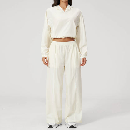 New Summer Sun Protection Set Yoga Set Women Two Piece Tracksuit Yoga Long Sleeved Wide-leg Pants Running Set Outdoor Sportswear