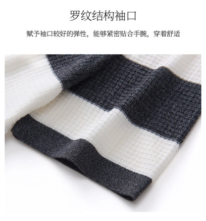 Men's 100% Lyocell POLO Collar Striped T-Shirt Knit Pullover Summer New Bussiness Casual Half-zip Short-sleeved Jumper Menswear