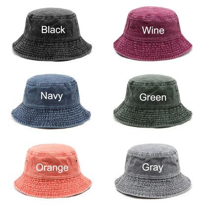 Personalized Custom Text Logo Embroidery Men's Bucket Hats Women's Washed Cotton Summer Sun Hats Wholesale Dropshipping