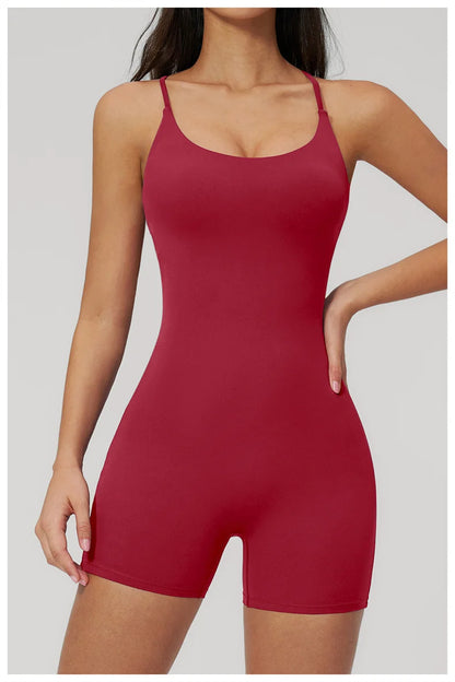 TRY TO BN Yoga Jumpsuit Shorts Cross Beautiful Back Sportswear Fitness Bodysuit One Piece Set Workout Running Gym Women Clothing