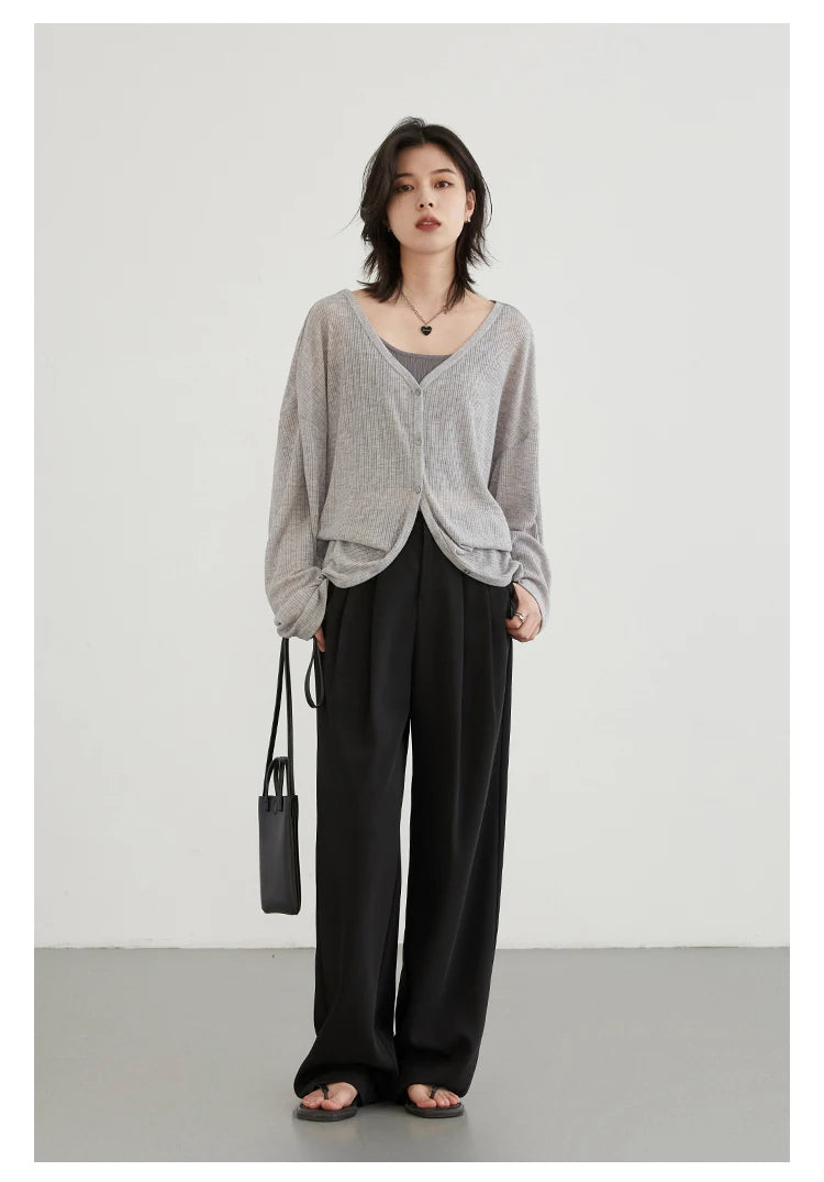 CHIC VEN Women Pants New Casual High Waisted Female Pleated Trousers Drooping Wide Leg Long Pant Office Lady Spring Summer 2025
