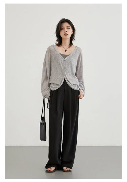 CHIC VEN Women Pants New Casual High Waisted Female Pleated Trousers Drooping Wide Leg Long Pant Office Lady Spring Summer 2025