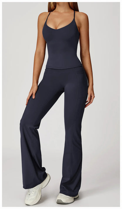 Women Sportswear Yoga Set 2PCS Sport Suit Gym Workout Clothes Women's Tracksuits Fitness Gym Vest High Waist Sports Leggings