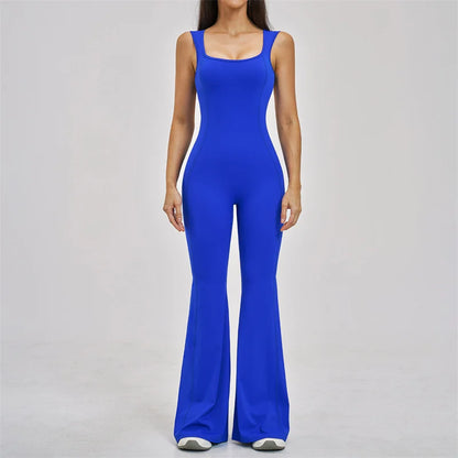 TRY TO BN Women Yoga Jumpsuit Beautiful Back High Strength Fitness Workout Bodysuit One Piece Sportswear Flare Pants Gym Clothes
