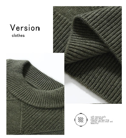 Autumn Winter New Style 100% Goat Cashmere Men's Mock Neck Diamond Knitted Base Shirt Casual Business Top Fashionable Knitwear