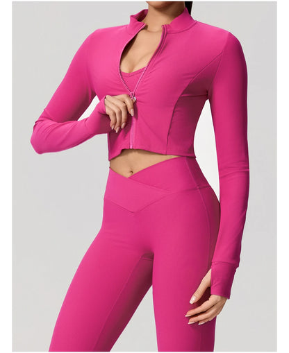 Summer Women Gym Zipper Long Sleeve Jacket Outdoors Workout Yoga Top Female Slim tight Clothes Women Quick-Dry Sportswear