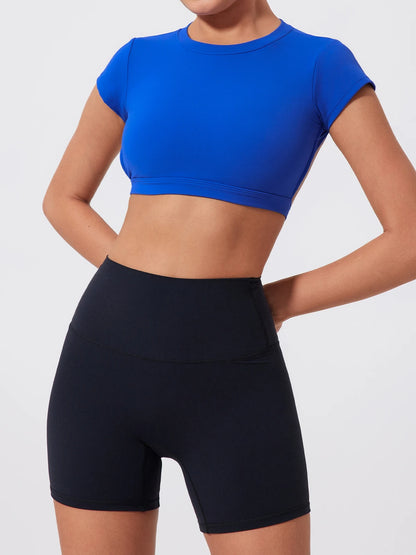 Summer Sports Short TOP Women Fitness shirts Yoga Wear Female Gym Training Suit Crop Top Women beautiful Back Tops T-Shirt