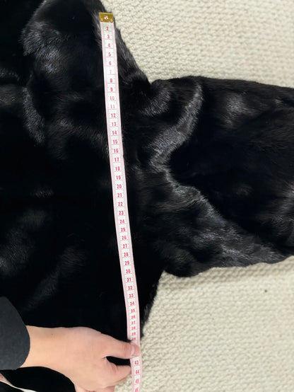 YOLANFAIRY Real Fur Coat Women Winter High Quality Mink Fur Jackets for Women Mid-length Natural Fur Coats Black Mink Jacket