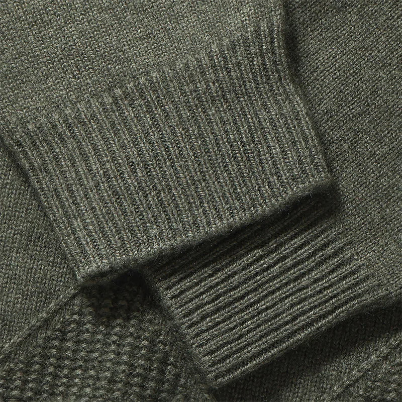 Autumn Winter New Style 100% Goat Cashmere Men's Mock Neck Diamond Knitted Base Shirt Casual Business Top Fashionable Knitwear