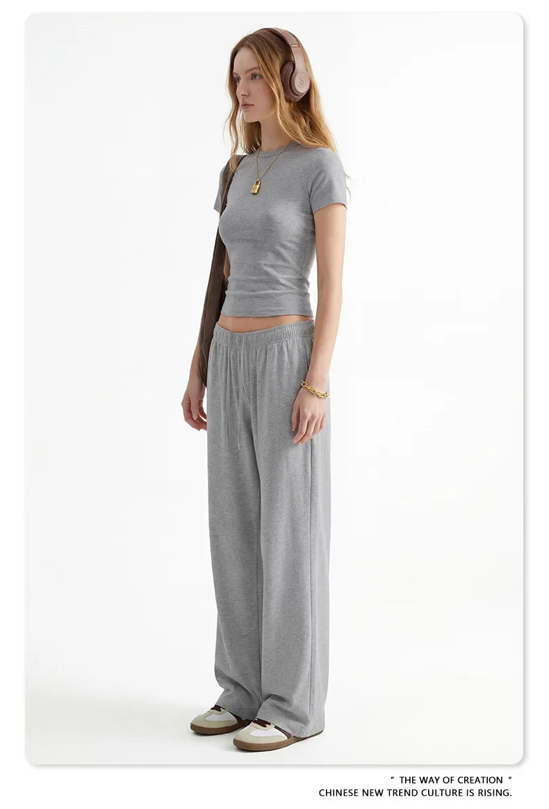 Custom LOGO women's spring summer new 200G high-elastic short slim-fit short-sleeved trousers casual sports two-piece set
