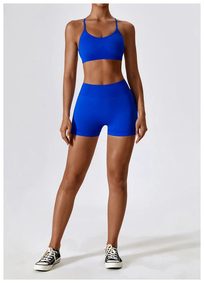 Seamless Yoga Set Gym Suits With Shorts Crop Top Sexy Bra Women's Pants 2 Pieces Set Running Workout Outfit Fitness Clothing