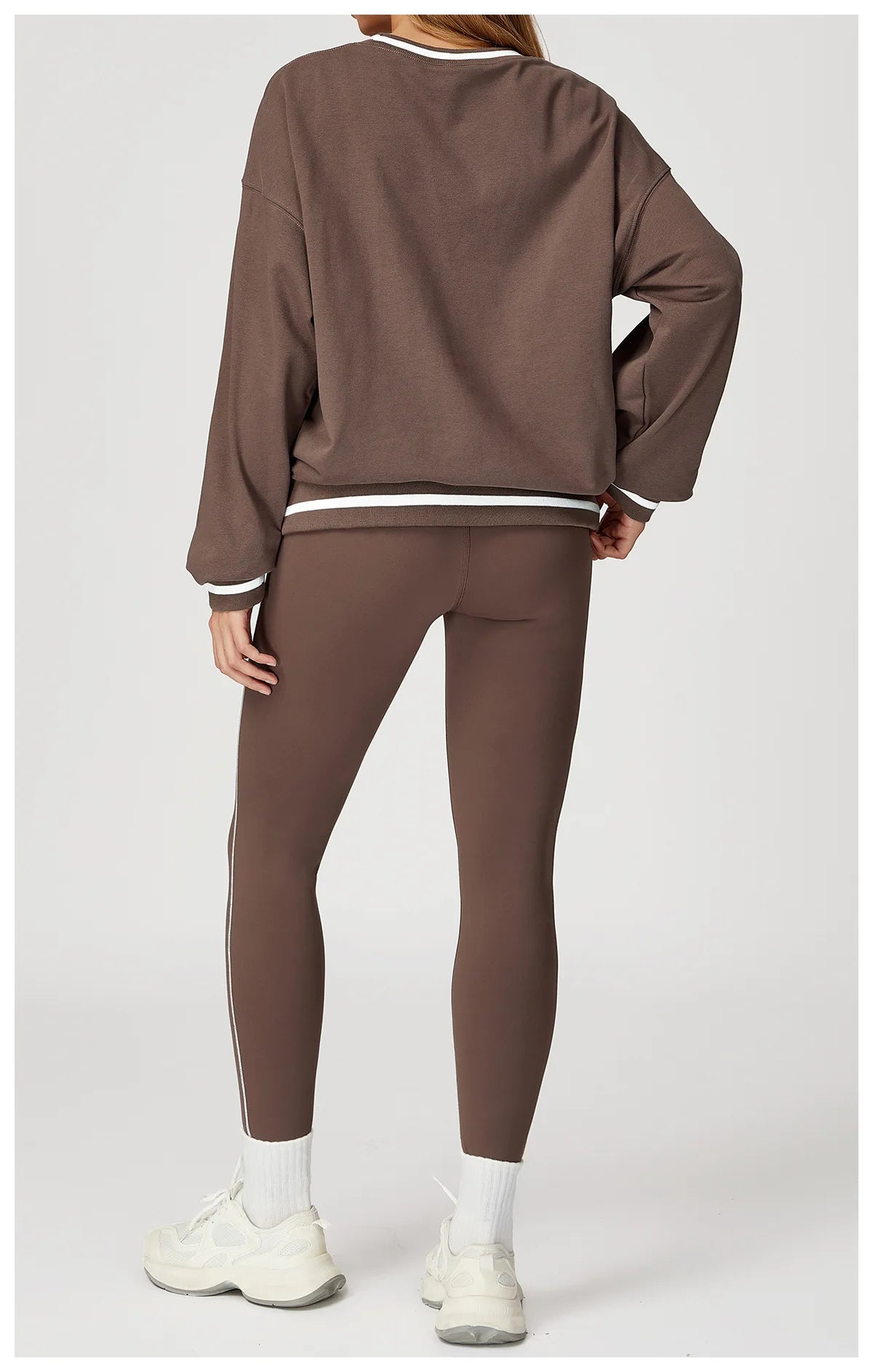 Women Long Sleeved New Winter Color Blocking Hoodie Outdoor Casual Running Sports Top Loose Round Neck Top Fashionable Hoodie