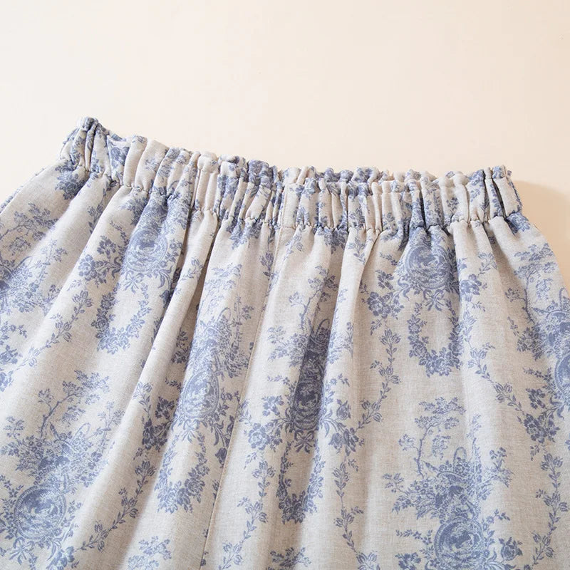 2026 New Spring/Summer Women's Sleeper Pants 100% Cotton Gauze Thin Sweet Lace Floral Loose Wide Leg Home Pants lounge wear