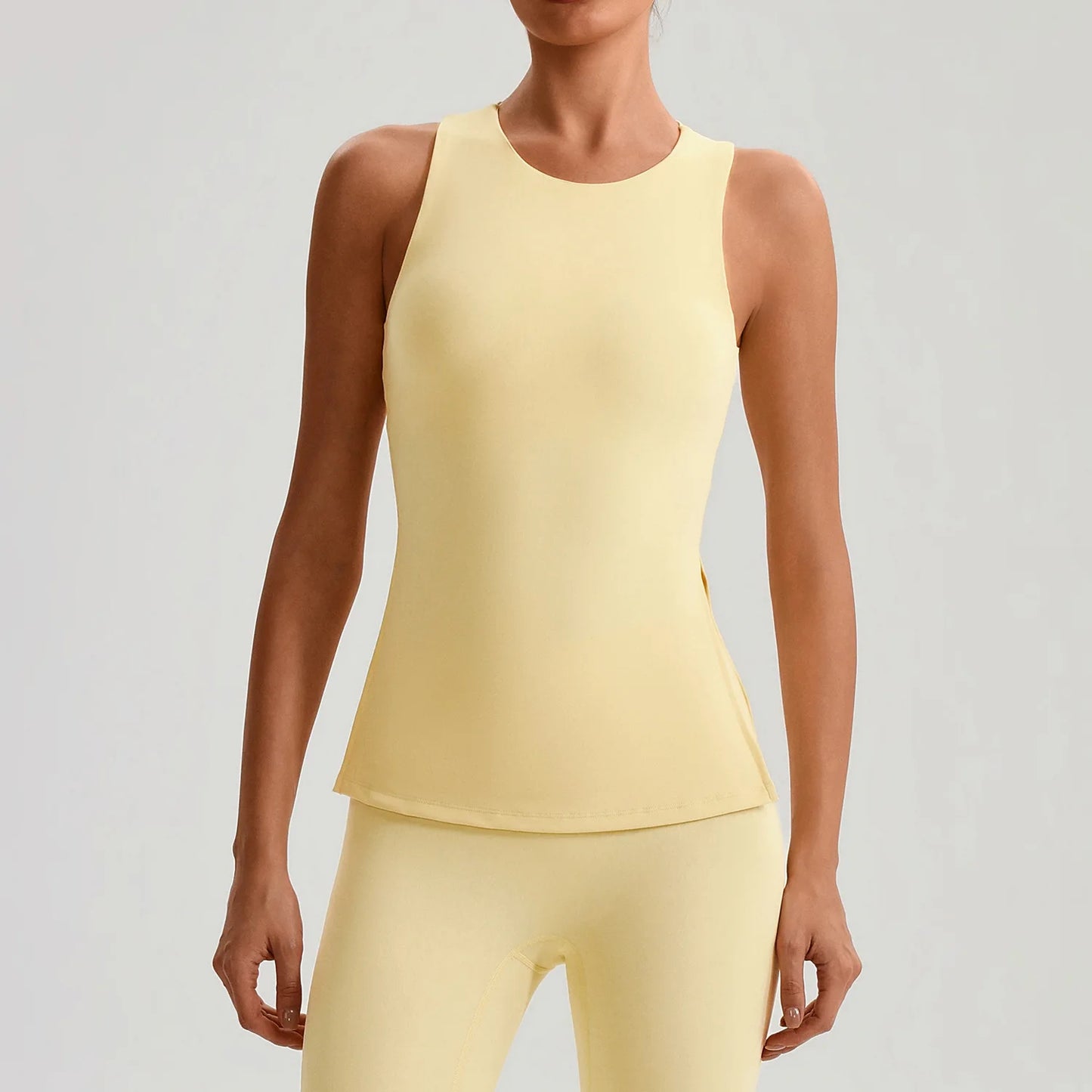 Solid Color Women Fitness Tight Short Yoga T -Shirt Tank Cropped Breathable Sports Running Vest Gym Clothing With Padded Cups