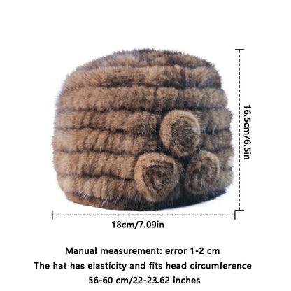 New fashion Genuine real natural women's knitted Mink Fur Hat  hand made knit Fashion Winter Headgear  brimless cap