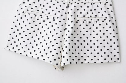 HH Woman Autumn Long Sleeves Turtleneck Zipper With Pockets Drawstring Casual Coats Women Fashion Polka Dot Printed Jacket