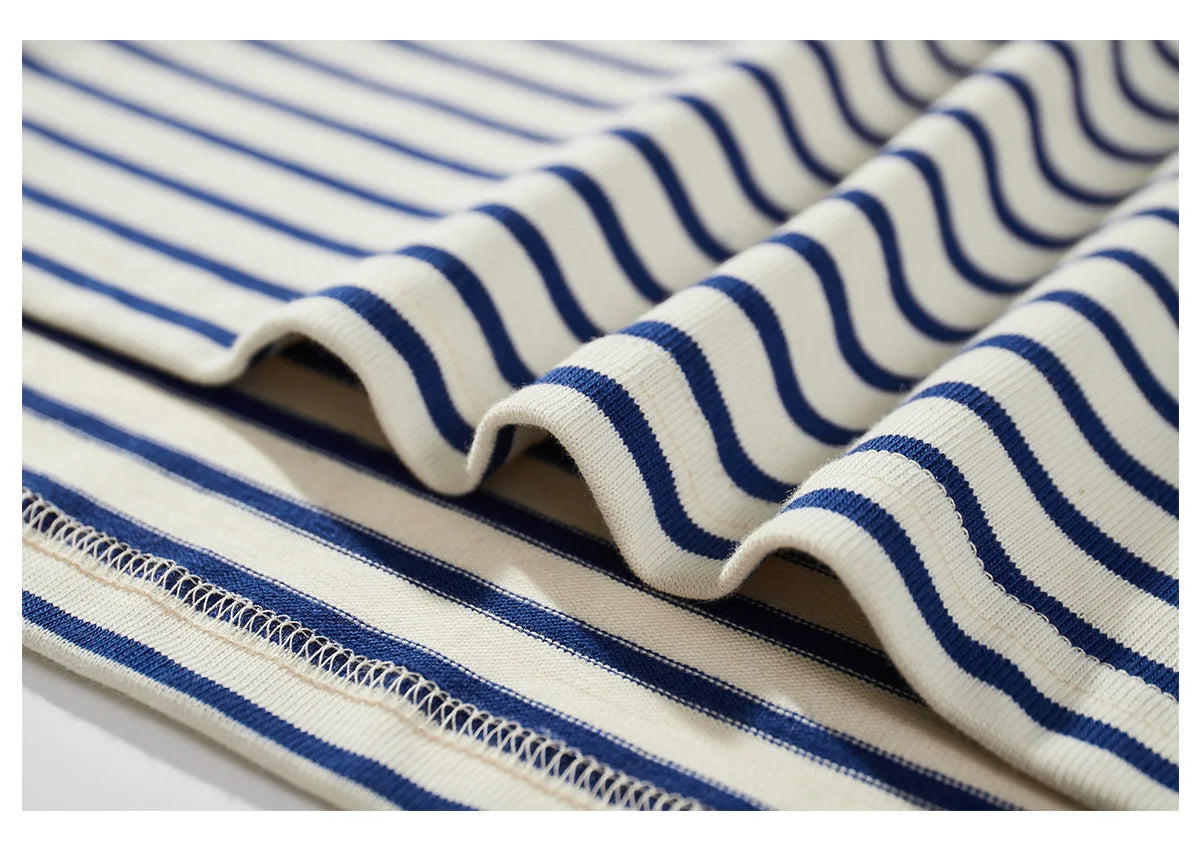 Summer Men's T-shirt, Sea Soul Polo Shirt, Short Sleeved Men's Cotton Loose Casual Striped T-shirt, Fashionable Men's Clothing