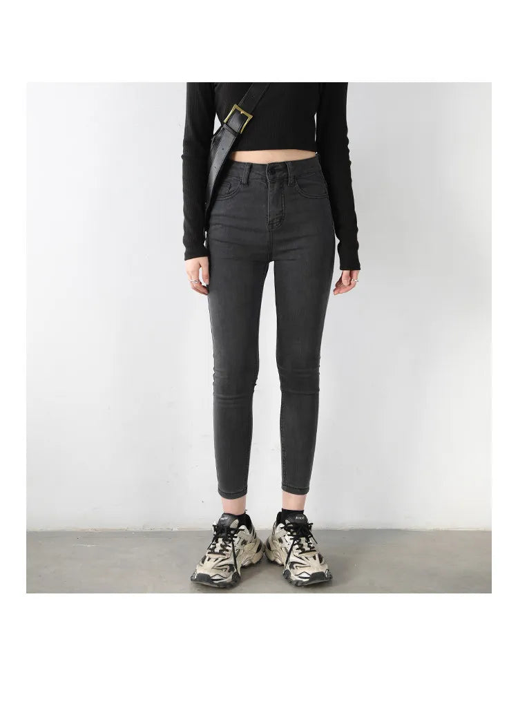 CHIC VEN Women Jeans Solid Slim Retro High Waisted Small Leg Denim Pant Skinny Pant Spring Autumn 2026