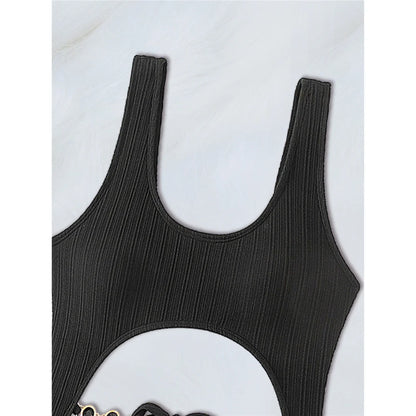 Diamond Rhinestones Tummy Cut Out Women Swimwear One Piece Swimsuit Female Knotted High Leg Cut Bather Bathing Suit Swim V6295