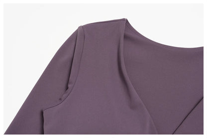 Deep-V Yoga Long Sleeve Solid Sports T-shirts Women's Gym Workout Shirts Sexy Quick Dry Fitness Long Sleeve Female Yoga Shirts