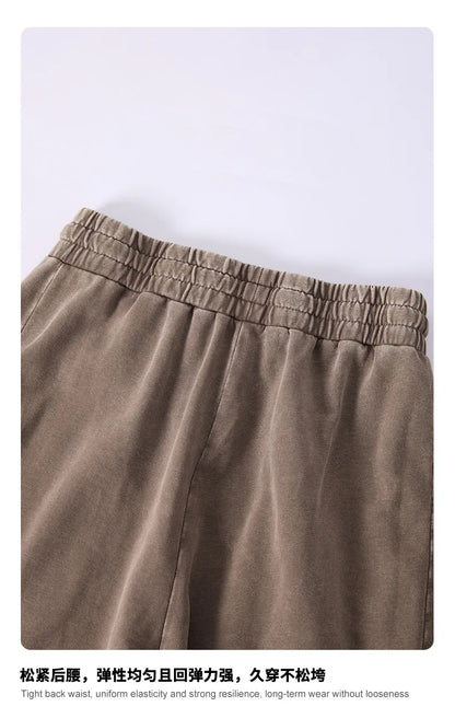 Custom LOGO Men's 320G retro fried snowflake 100% cotton high street scimitar straight tube old loose straight trousers